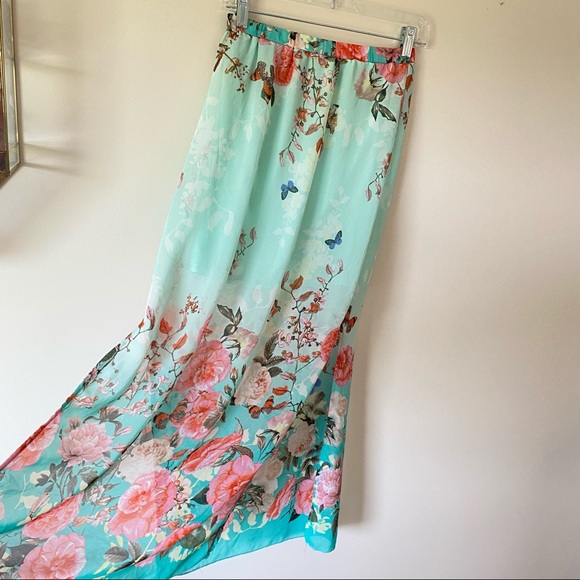 ❤️3/30❤️Pastel Floral Maxi Skirt - Picture 3 of 8